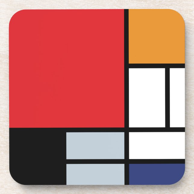 Posavasos Piet Mondrian - Composición con el plano rojo gran (Frente)