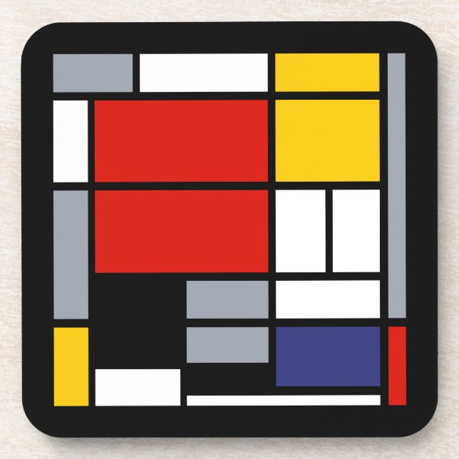 Posavasos Piet Mondrian, Composición con gran plano rojo (Frente)