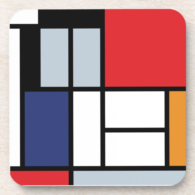 Posavasos Piet Mondrian - Composición con gran plano rojo (Frente)