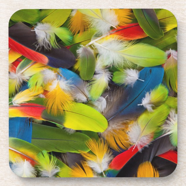 Posavasos Pila de plumas coloridas (Frente)