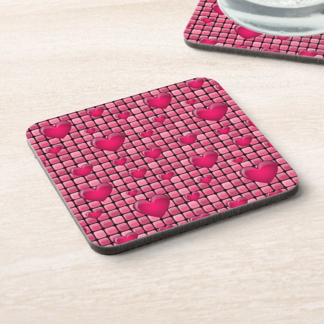 Posavasos Pila rosada con los corazones (Lado Izquierdo)