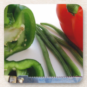 Posavasos Pimientos verdes y rojos con habas
