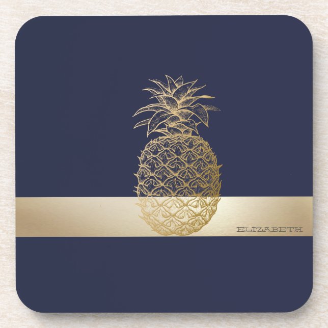 Posavasos Piña Dorada, Raya - Personalizado (Frente)