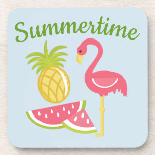 Posavasos Piña, Sandía, Coaster de Flamenco - juego de 6