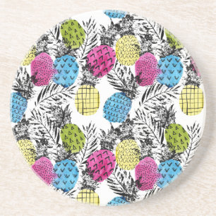 Posavasos Piñas De Arte Pop Y Hojas De Palmilla