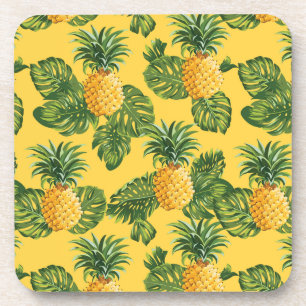 Posavasos Piñas y hojas tropicales con oro