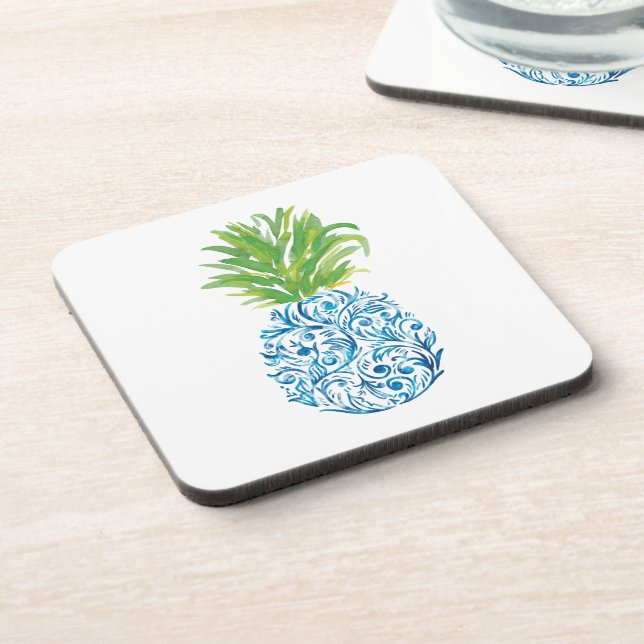 Posavasos Pineapple Chinoiserie Blue White Preppy (Lado Izquierdo)