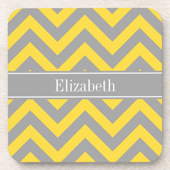 Posavasos Pineapple Dk Gray LG Chevron Dk Gray Name Monogram (Frente)