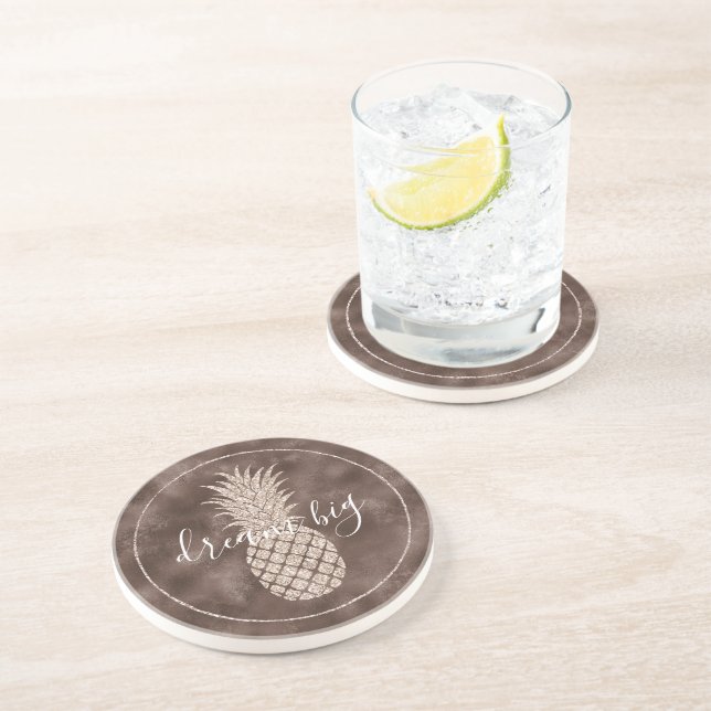 Posavasos Pineapple Purpurina Rubor de chocolate marrón (Lado)