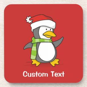 Posavasos Pingüino navidad caminando sobre la nieve