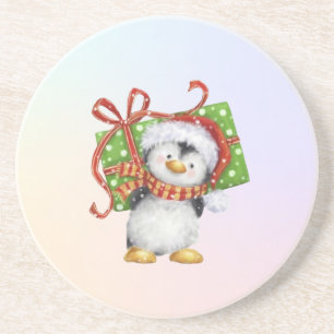 Posavasos Pingüino Navidad festivo con regalo - Deco festivo