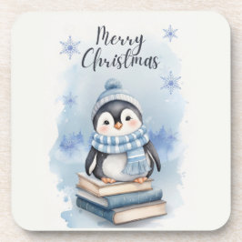 Posavasos Pingüino Navidades de acuarela