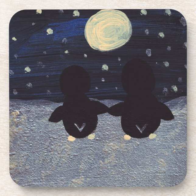 Posavasos Pingüino Por Luz De La Luna (Frente)