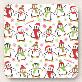 Posavasos Pingüinos bailarines Navidades del patrón rojo y v