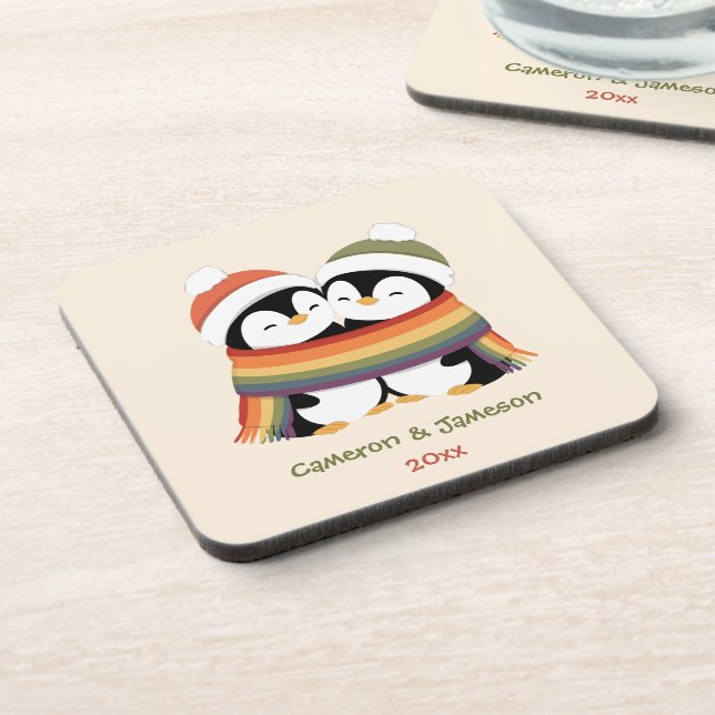 Posavasos Pingüinos de Orgullo Acogedores Personalizados Nav (Lado Izquierdo)