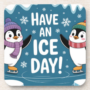 Posavasos Pinguinos Lindos Patinando en el Hielo Dibujos Ani