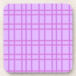 Posavasos Pink and purple flower checkered pattern
