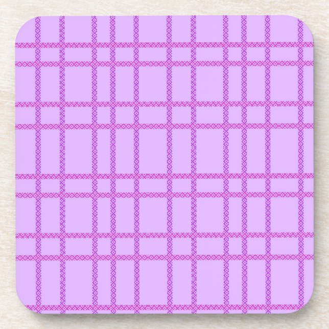Posavasos Pink and purple flower checkered pattern (Frente)