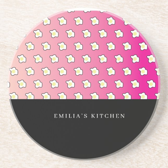 Posavasos Pink Breakfast Fried Eggs Name (Frente)