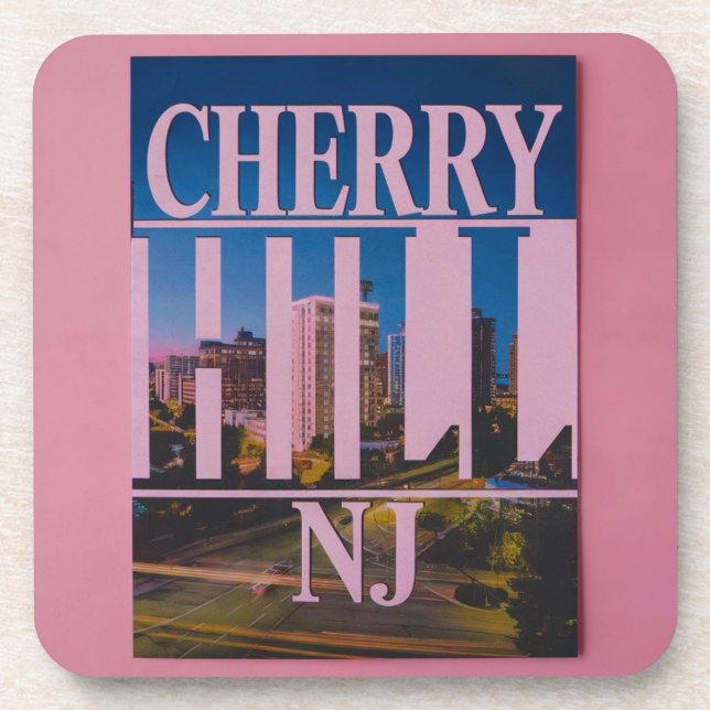 Posavasos Pink Cherry Hill NJ Words Coasters (Frente)