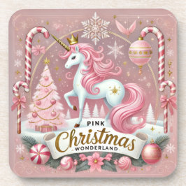 Posavasos Pink Christmas Wonderland Unicorn
