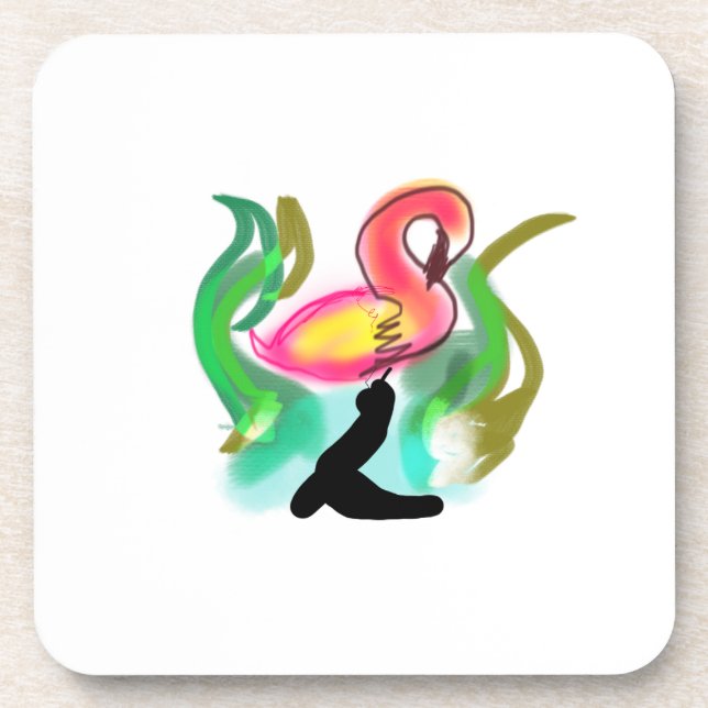 Posavasos pink flamingo summer flame  (Frente)