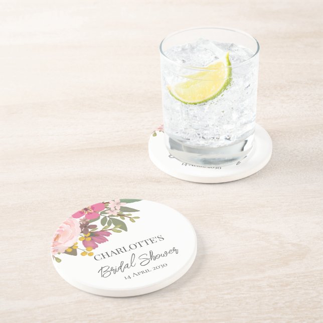 Posavasos Pink Floral Garden Spring Bridal (Lado)