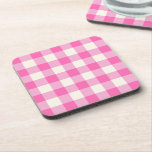 Posavasos Pink Gingham Plaid Cottagecore<br><div class="desc">Tendencia de picnic de primavera moderna,  con un patrón de tartán de chapa de gingham en colores rosados y blancos cálidos.</div>
