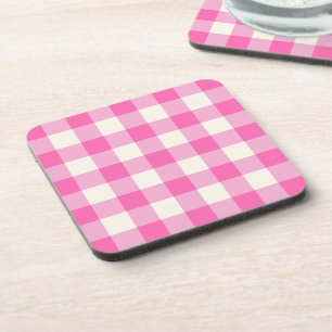 Posavasos Pink Gingham Plaid Cottagecore