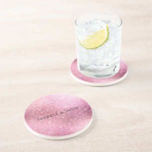 Posavasos Pink Glitzy Sparkle Personalizado