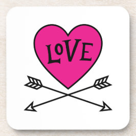 Posavasos Pink Heart Cupid's Bows LOVE