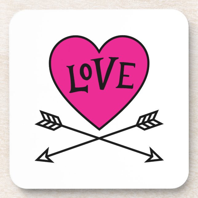 Posavasos Pink Heart Cupid's Bows LOVE (Frente)