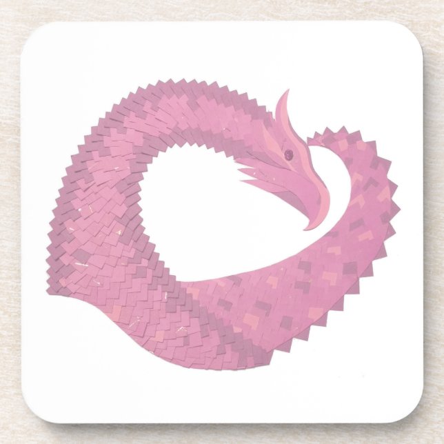 Posavasos Pink heart dragon on white (Frente)