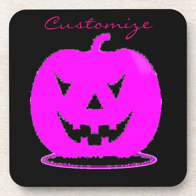 Posavasos Pink Jack o'lantern Halloween Thunder_Cove (Frente)