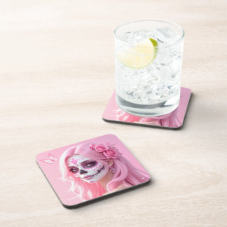 Posavasos Pink Lady Sugar Skull