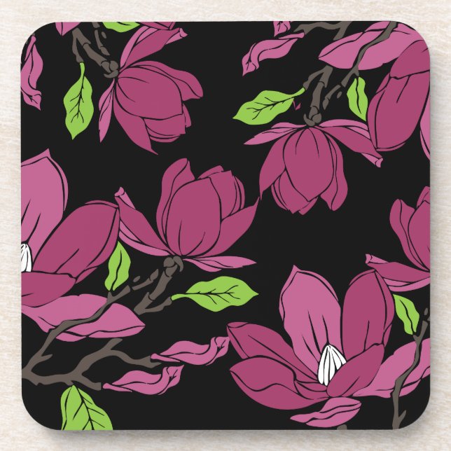 Posavasos Pink magnolia botanical Print (Frente)