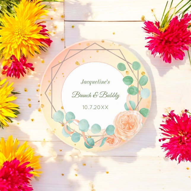 Posavasos Pink Peach Bridal Brunch Floral Sandstone Coaster (Subido por el creador)