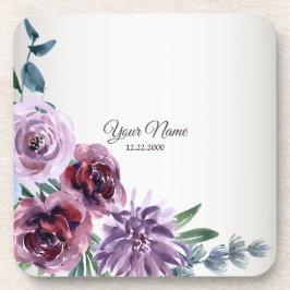 Posavasos Pink Red Floral Geometric Watercolor Wedding Party