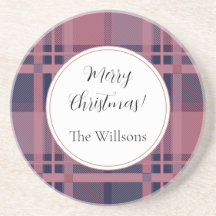 Pink Scottish Lady Tartan Pattern Feliz Navidad