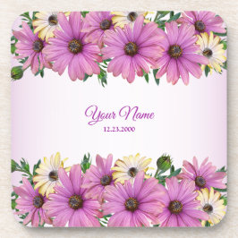 Posavasos Pink Yellow Floral Rustic Elegant Wedding Party