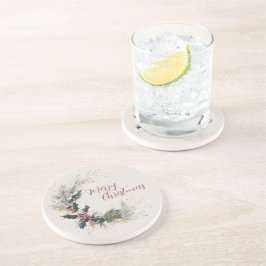 Posavasos Pino elegante y corona holly con acentos dorados