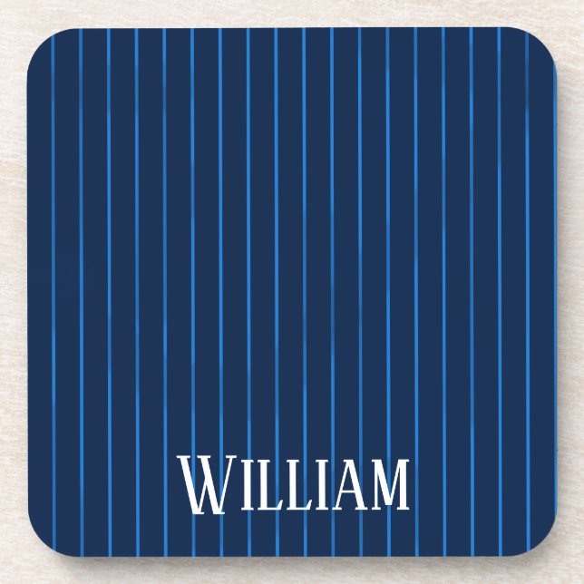 Posavasos Pinstripes azul marino personalizadas (Frente)