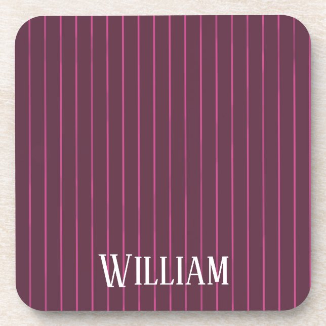 Posavasos Pinstripes burdeos personalizadas (Frente)