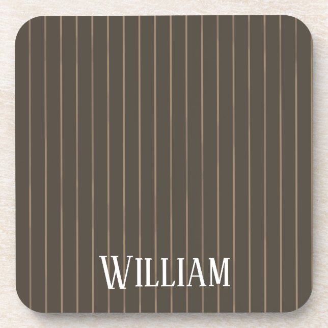 Posavasos Pinstripes retro castaño personalizado (Frente)
