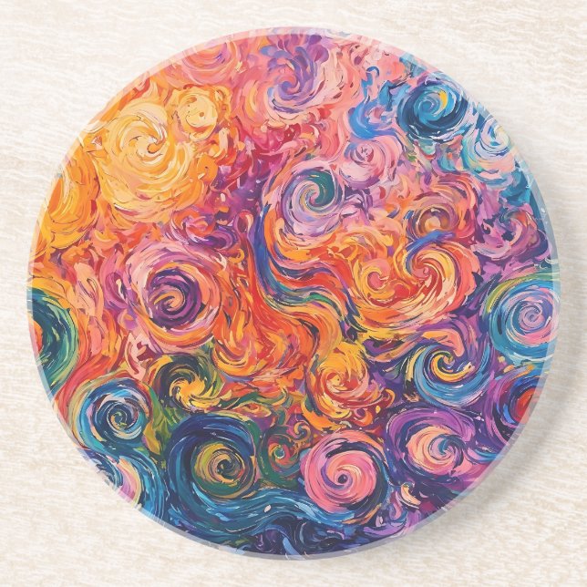 Posavasos Pintado de aceite de Swichedelic Swirls (Frente)