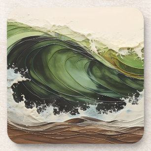 Posavasos Pintado verde Verde azulado de Wave Beach Ocean
