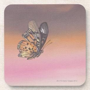 Posavasos Pintando la representación de la mariposa en vuelo