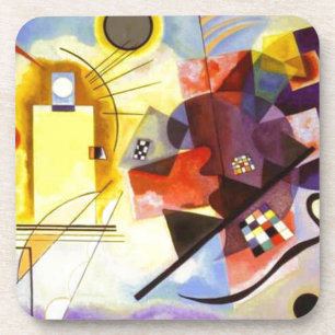 Posavasos Pintura abstracta amarilla de color rojo azul Kand