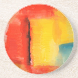 Posavasos Pintura abstracta moderna de color rojo amarillo