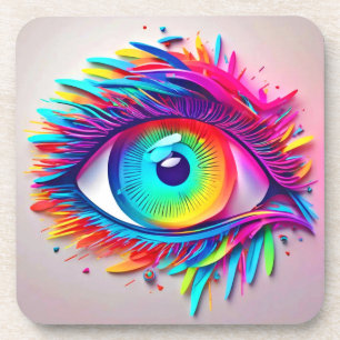 Posavasos Pintura abstracta vibrante de Neon Eye